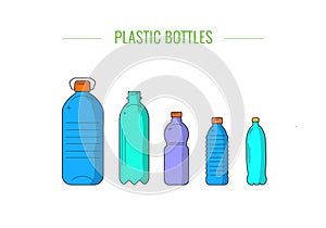 Vector plastic recyclable items.